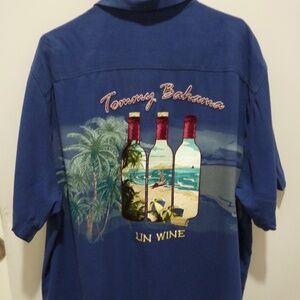 Tommy Bahama Silk Shirt XL NAVY BLUE Relax Silk “UN Wine ”